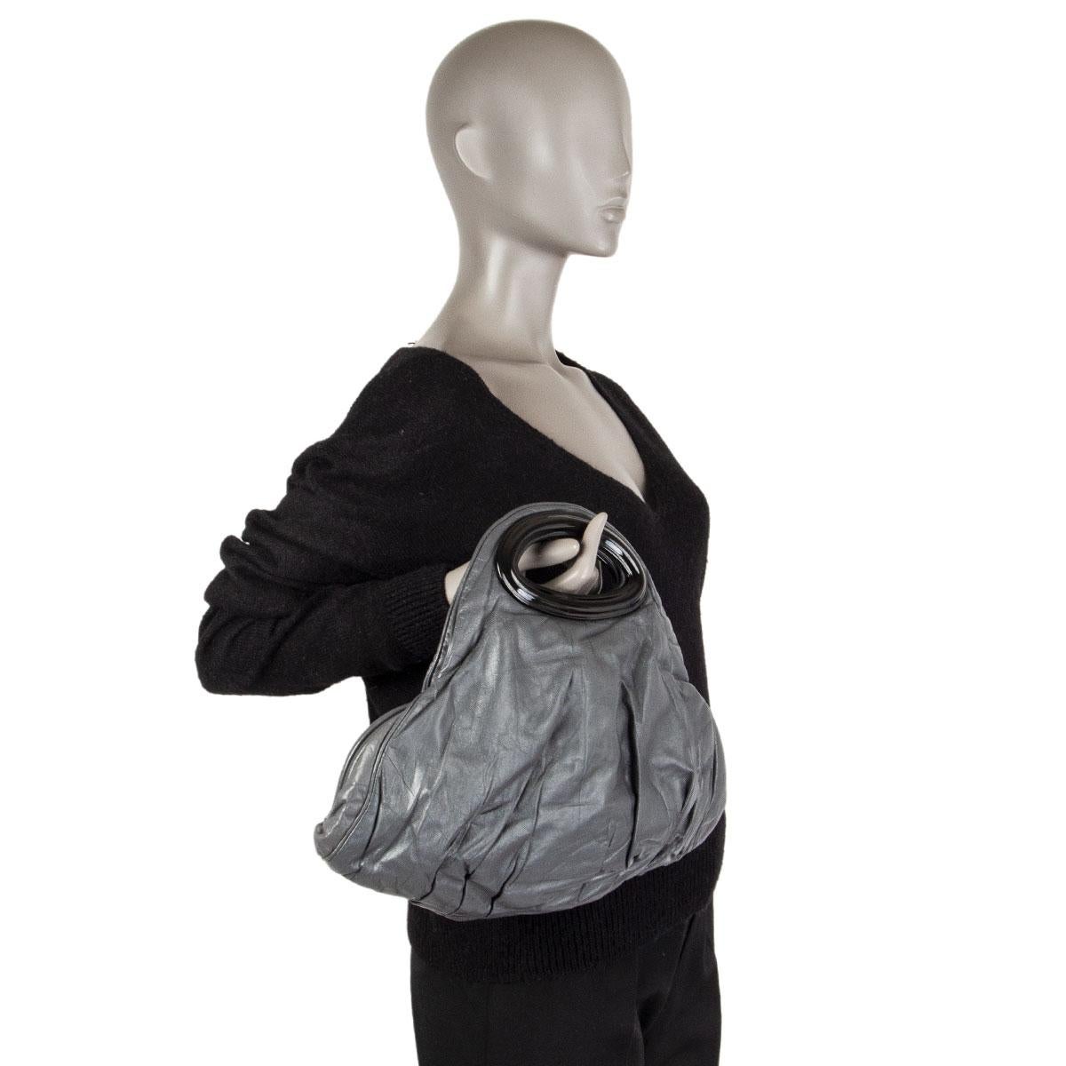 MARNI iron grey leather FRAME Handbag Bag In Excellent Condition For Sale In Zürich, CH
