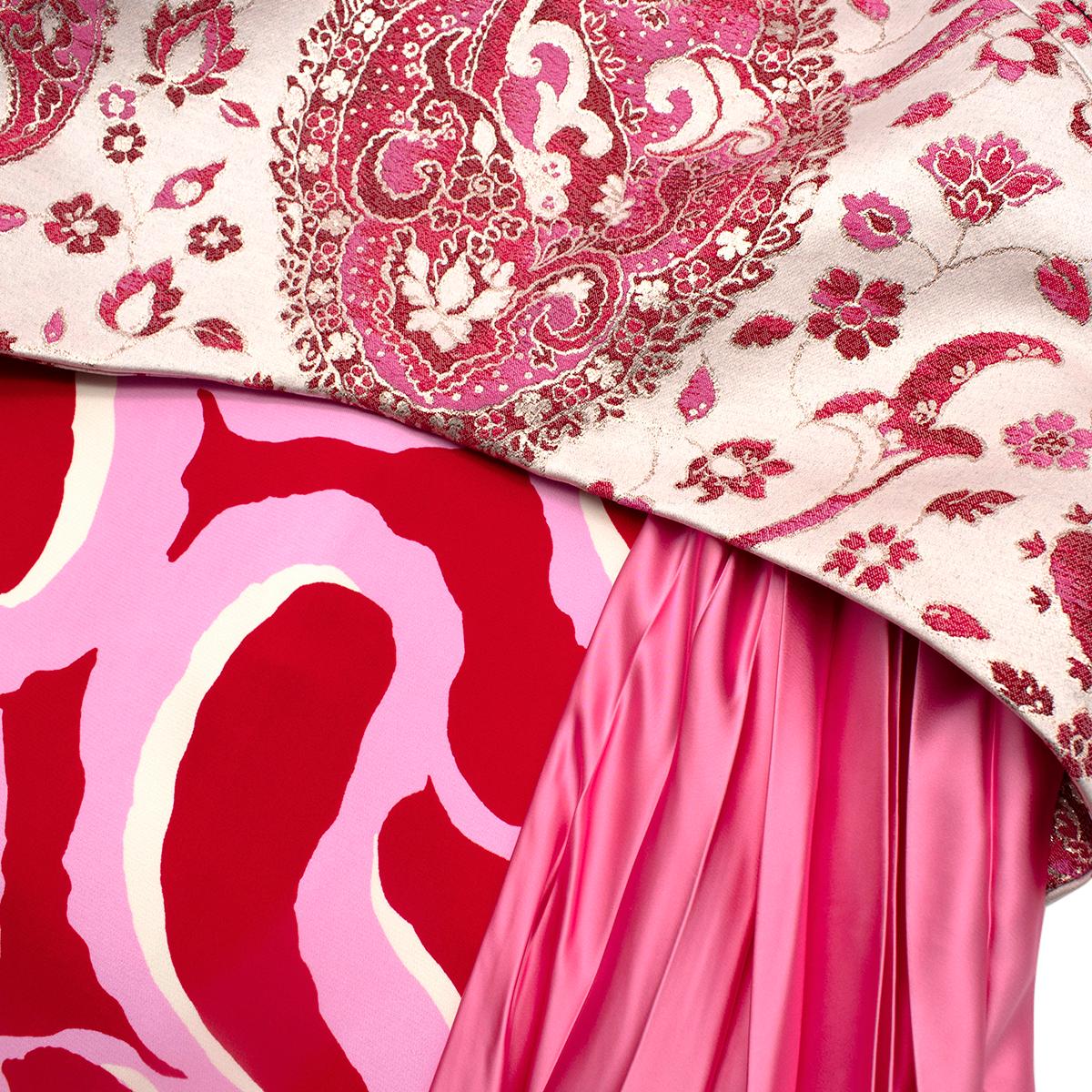 Pink Marni Jacquard Panel Multicoloured Paisley Floral Print Dress - Us size 8 For Sale