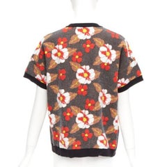 MARNI japanese blossom floral jacquard boxy knitted sweater top IT38 XS