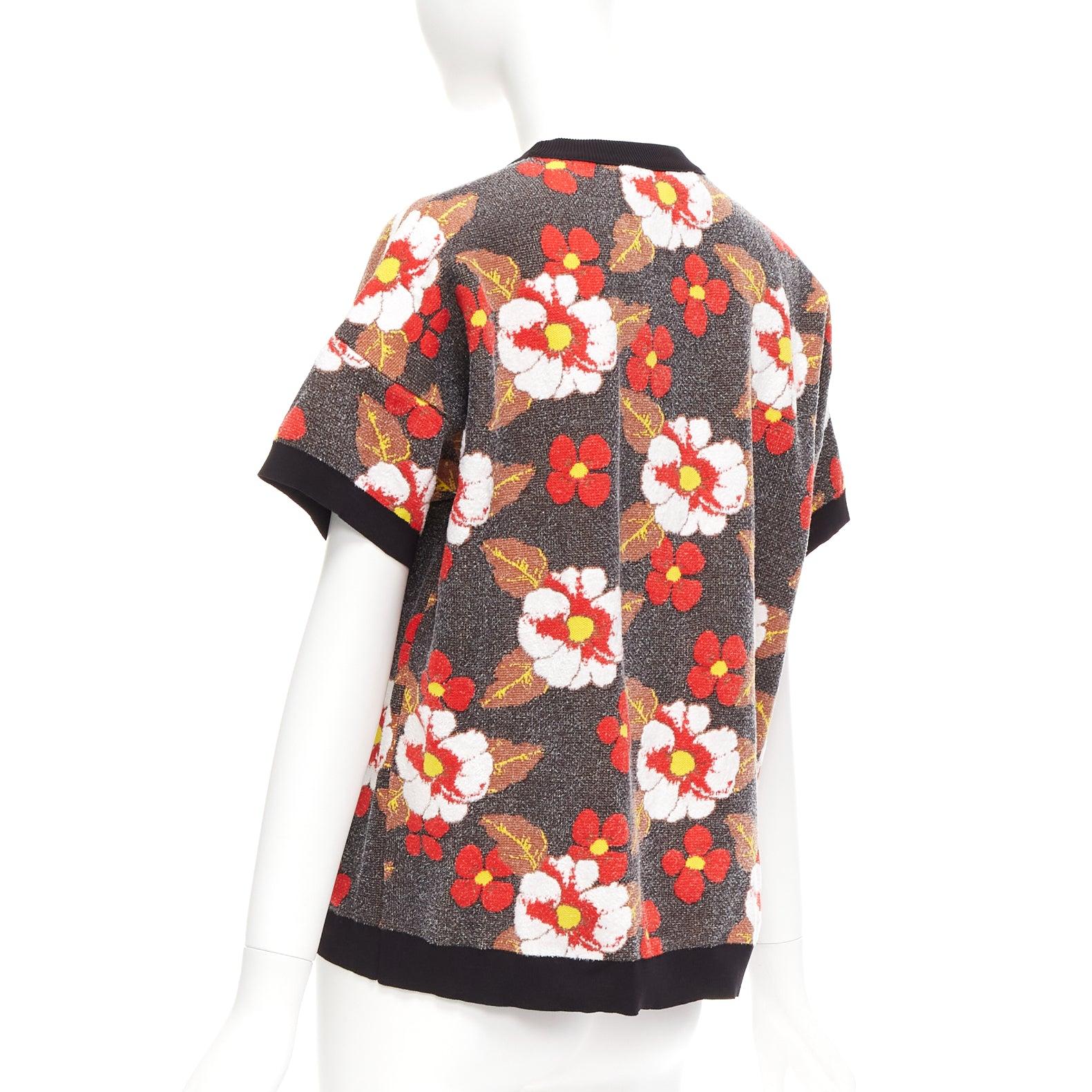 Women's MARNI japanese blossom floral jacquard boxy knitted sweater top IT38 XS For Sale
