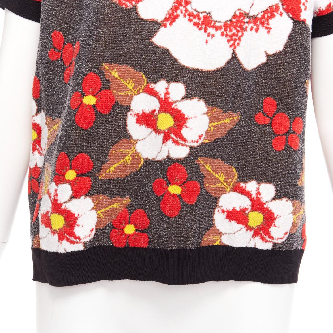 MARNI japanese blossom floral jacquard boxy knitted sweater top IT38 XS For Sale 2