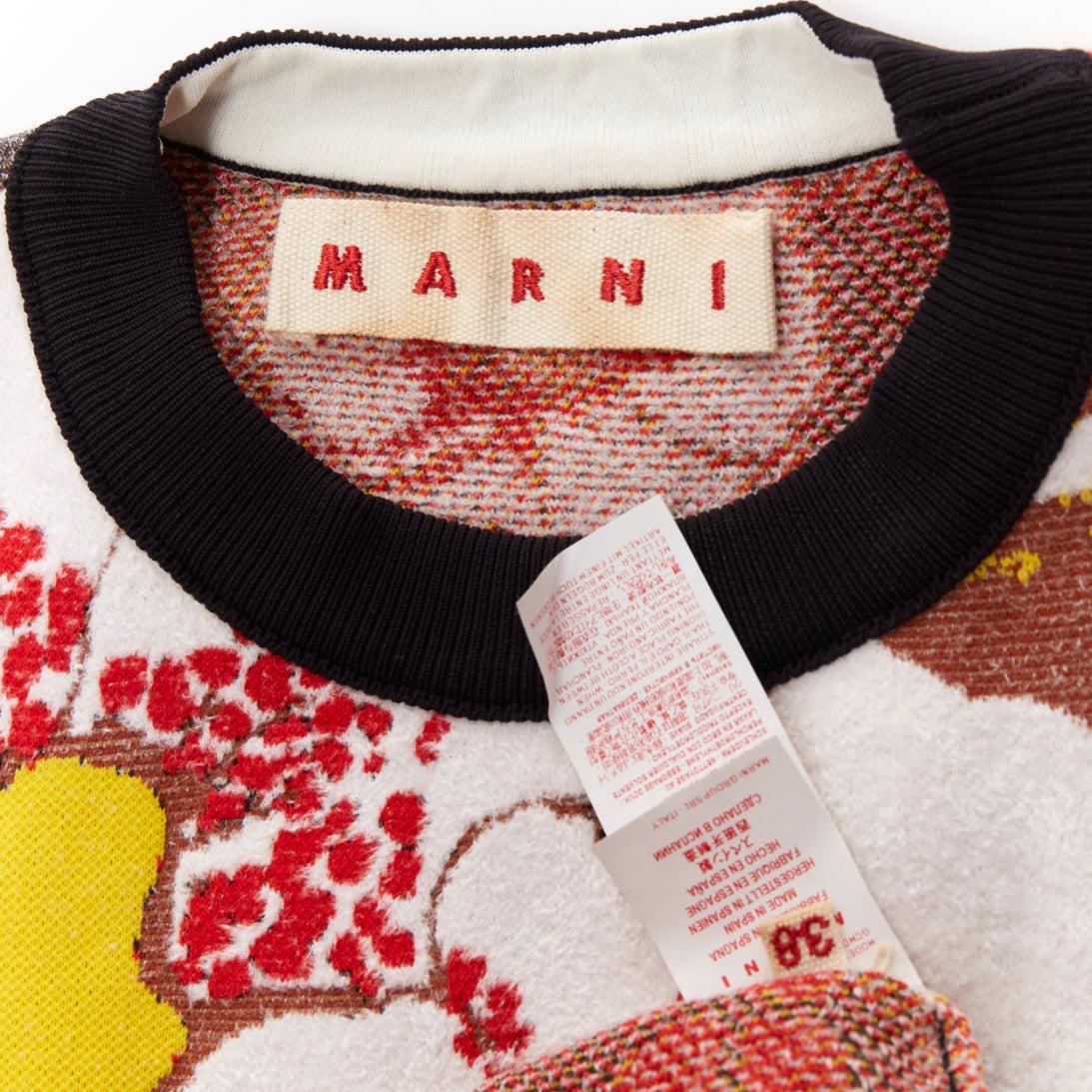 MARNI japanese blossom floral jacquard boxy knitted sweater top IT38 XS For Sale 3