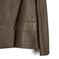 Marni, giacca corta in pelle marrone cachi IT42 FR38 &New
