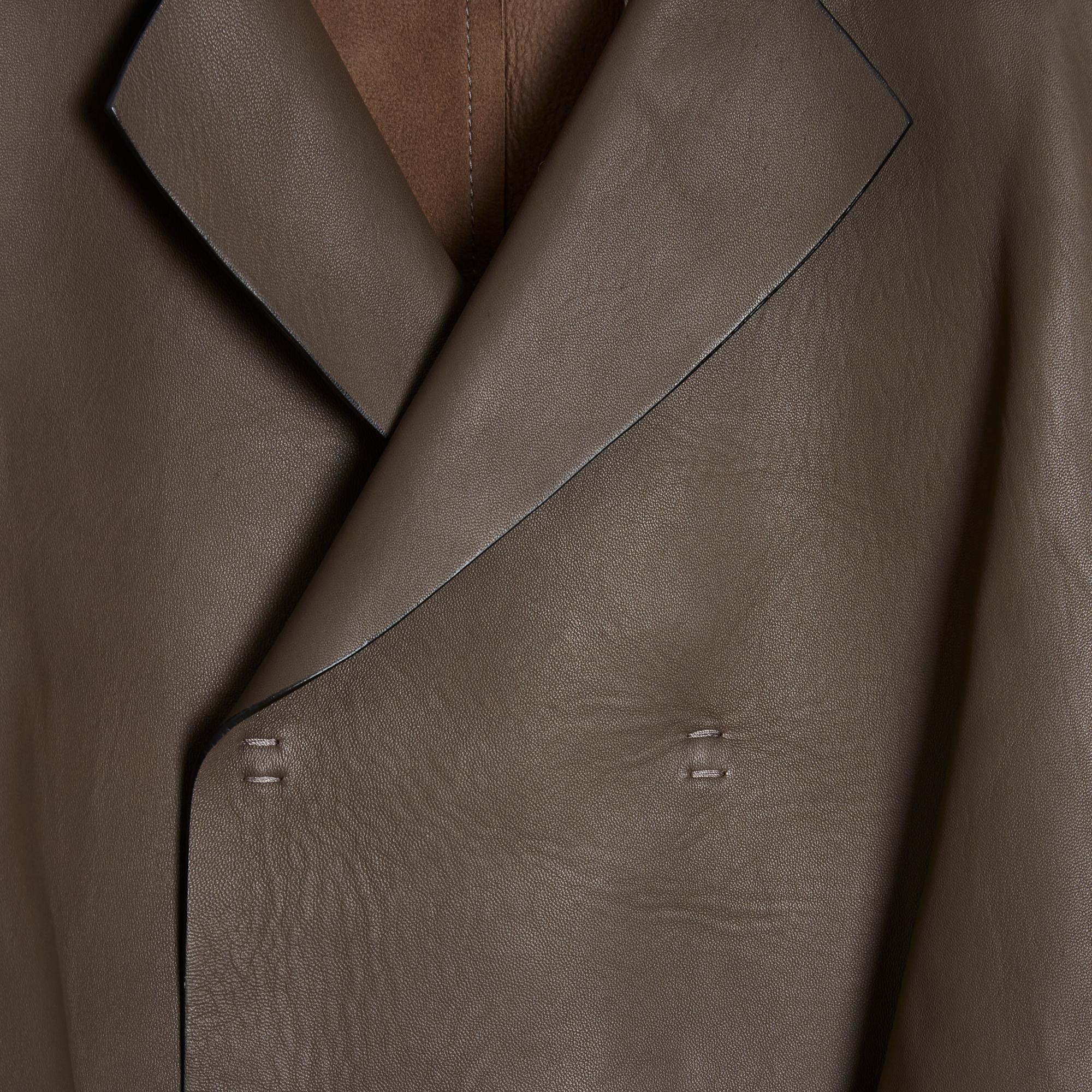 Beige Marni Khaki Brown Leather Short Jacket IT42 FR38 New