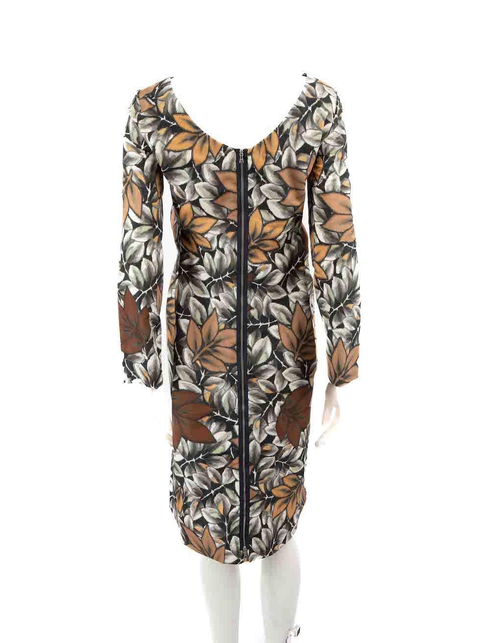 Marni Leaf Pattern Knee Length Dress Size S In Good Condition For Sale In London, GB