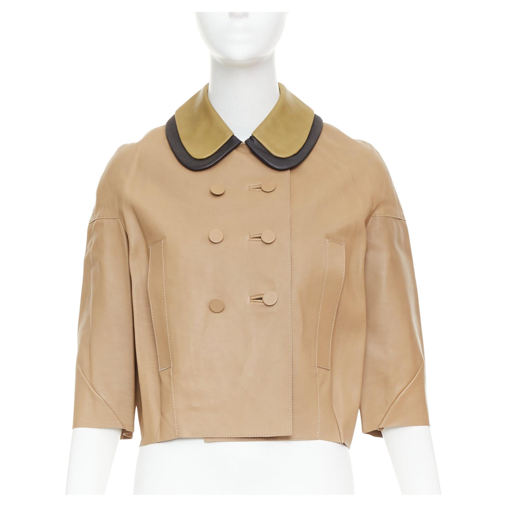 MARNI Leather Double Breasted Cropped Jacket IT36