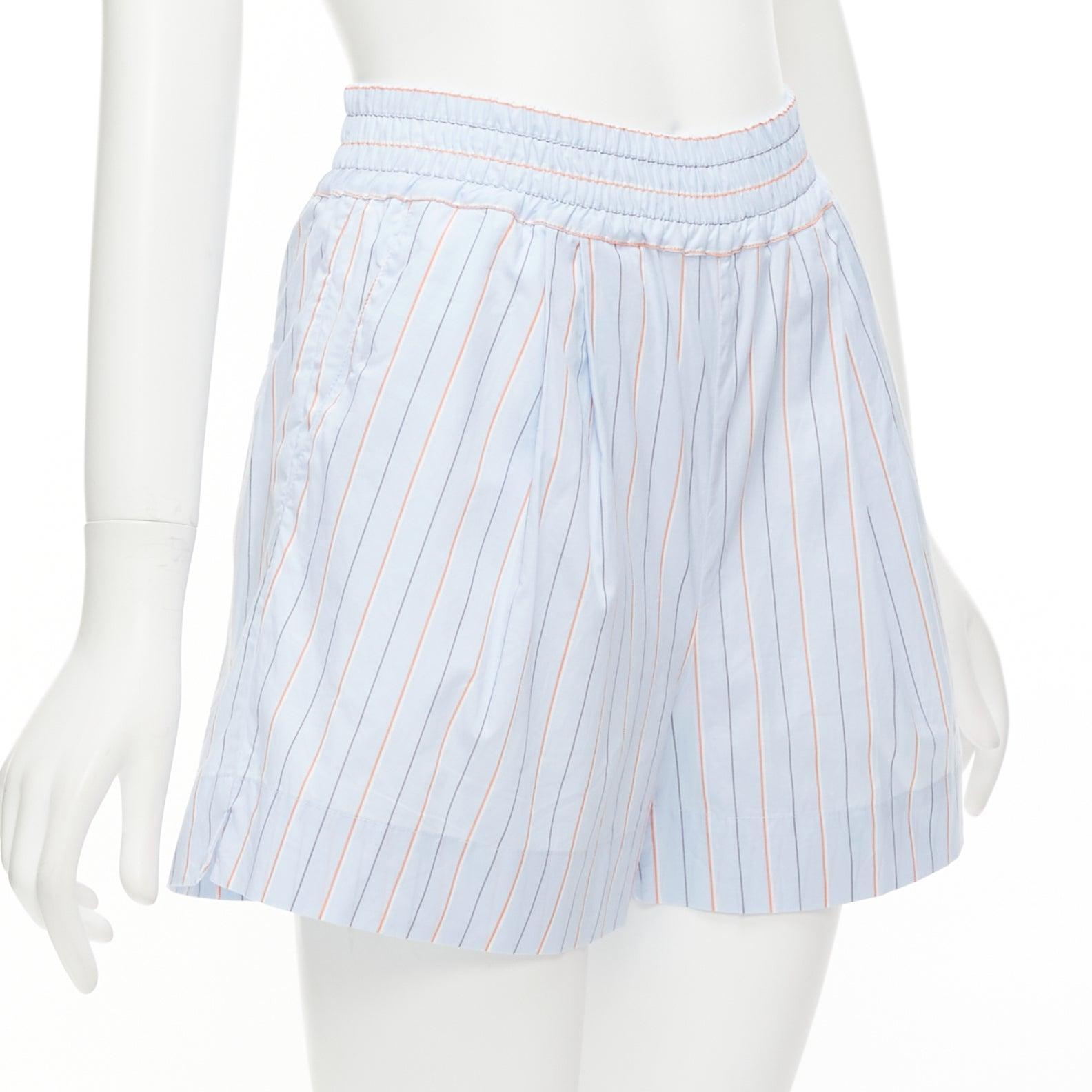 MARNI light blue orange pinstripe embroidered boxer shorts IT36 XXS In New Condition For Sale In Hong Kong, NT