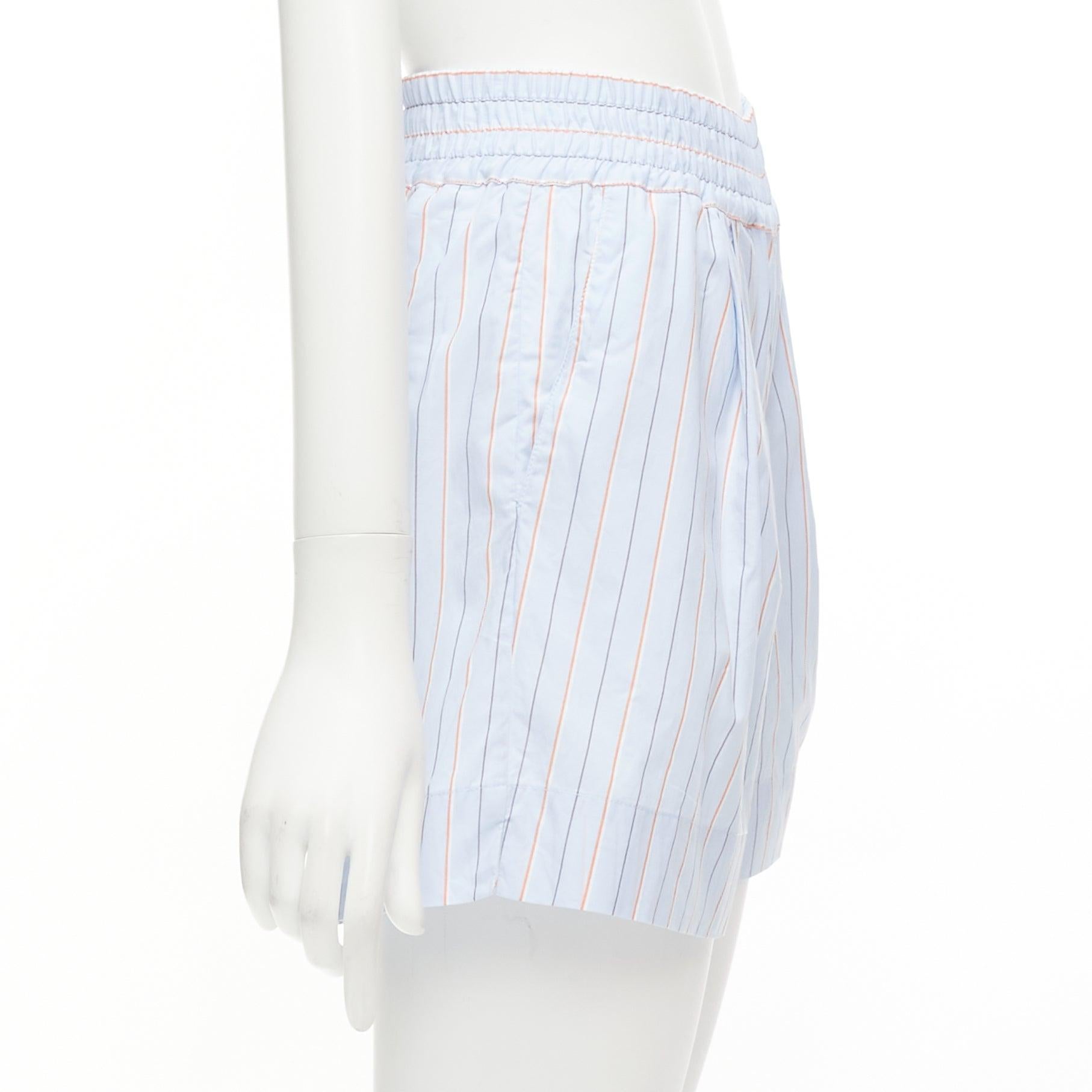 Women's MARNI light blue orange pinstripe embroidered boxer shorts IT36 XXS For Sale