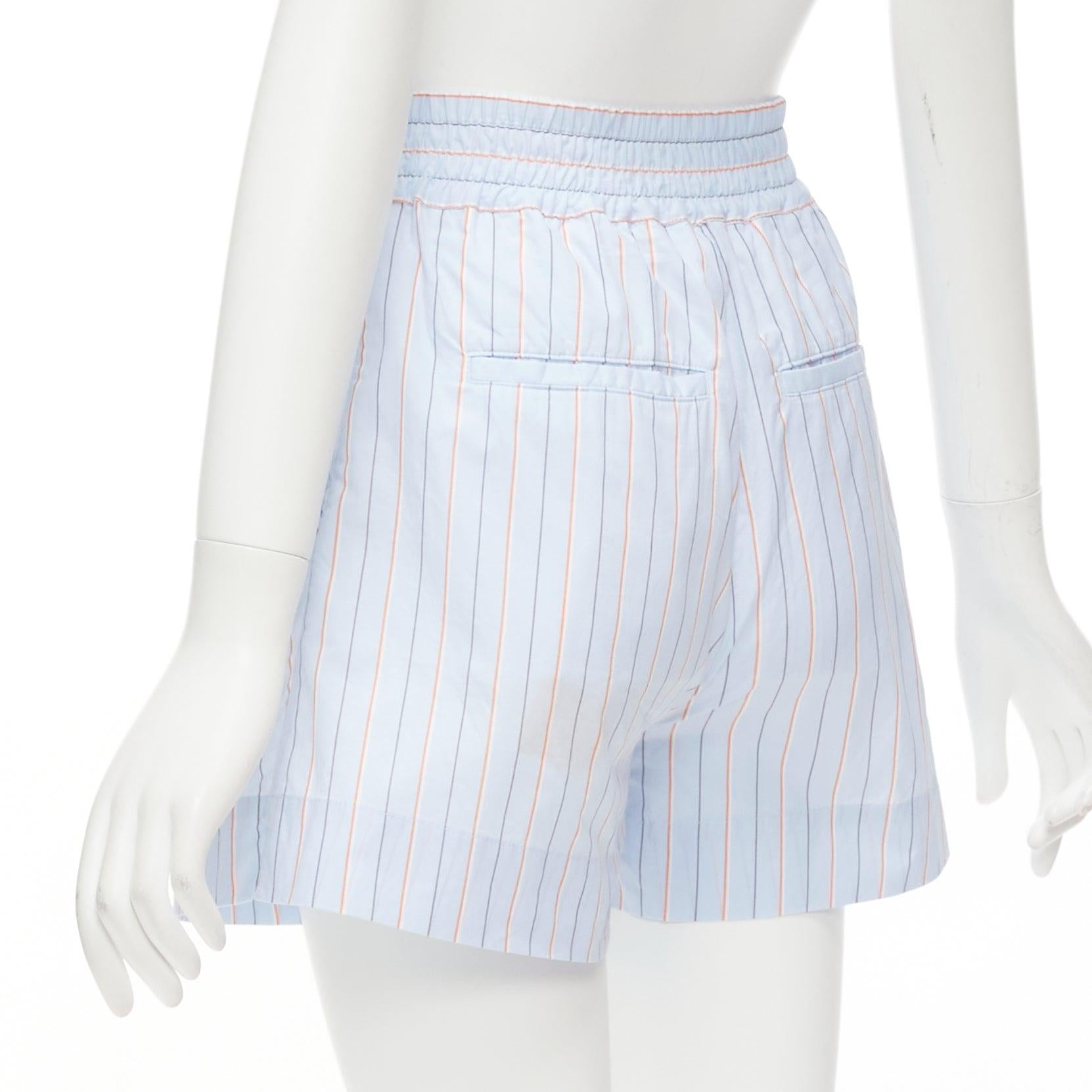 MARNI light blue orange pinstripe embroidered boxer shorts IT36 XXS For Sale 2