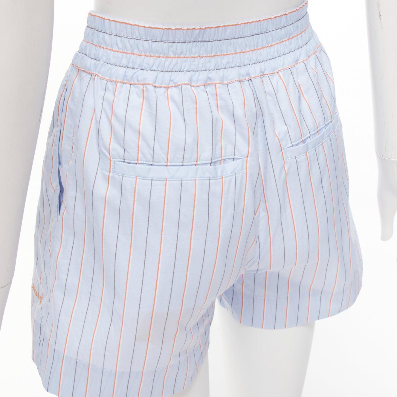 MARNI light blue orange pinstripe embroidered boxer shorts IT36 XXS For Sale 2