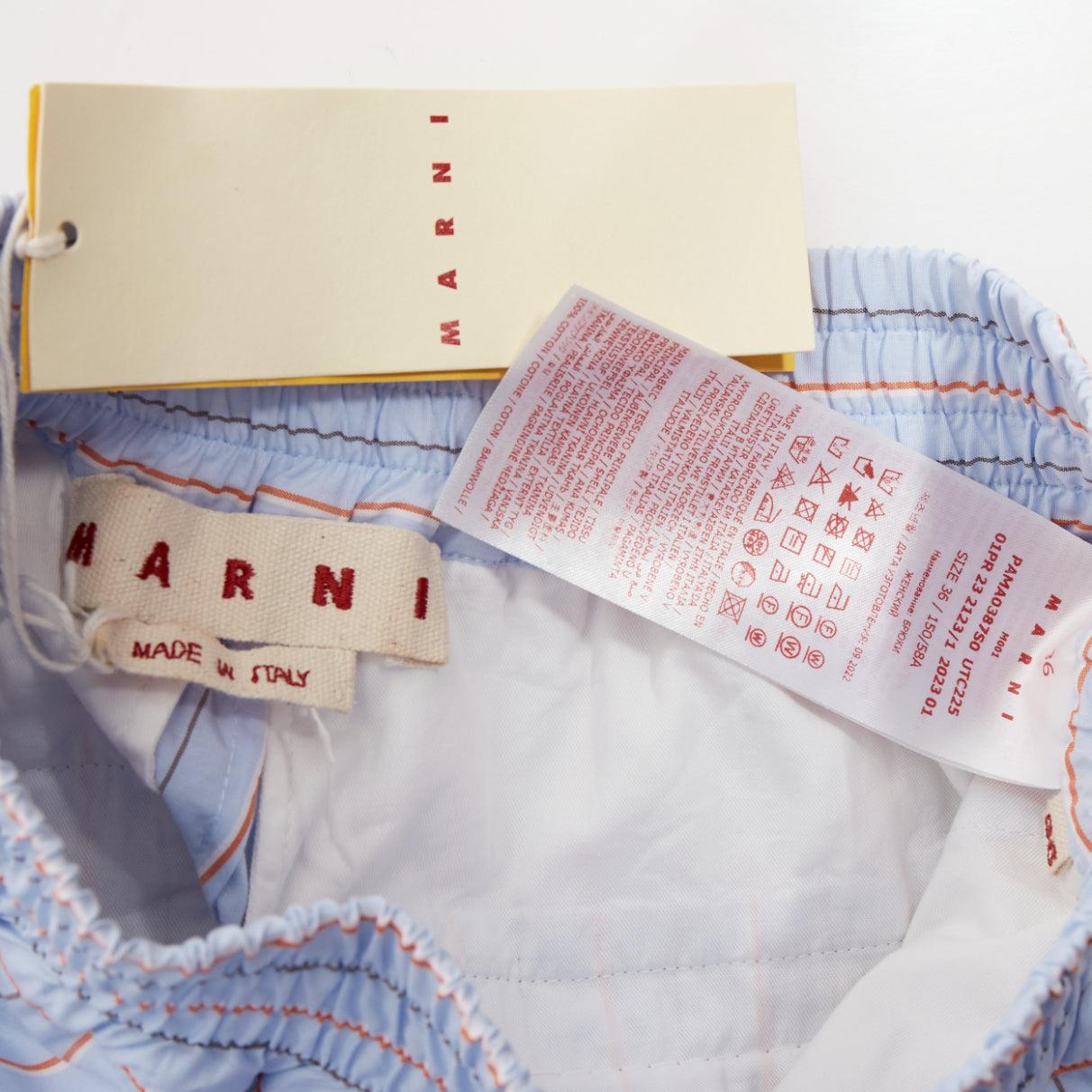 MARNI light blue orange pinstripe embroidered boxer shorts IT36 XXS For Sale 4