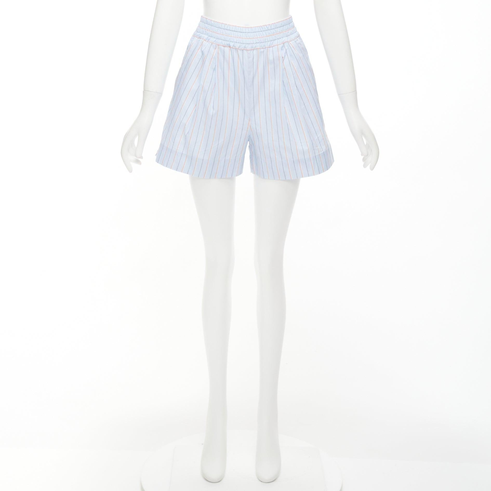 MARNI light blue orange pinstripe embroidered boxer shorts IT36 XXS For Sale 4
