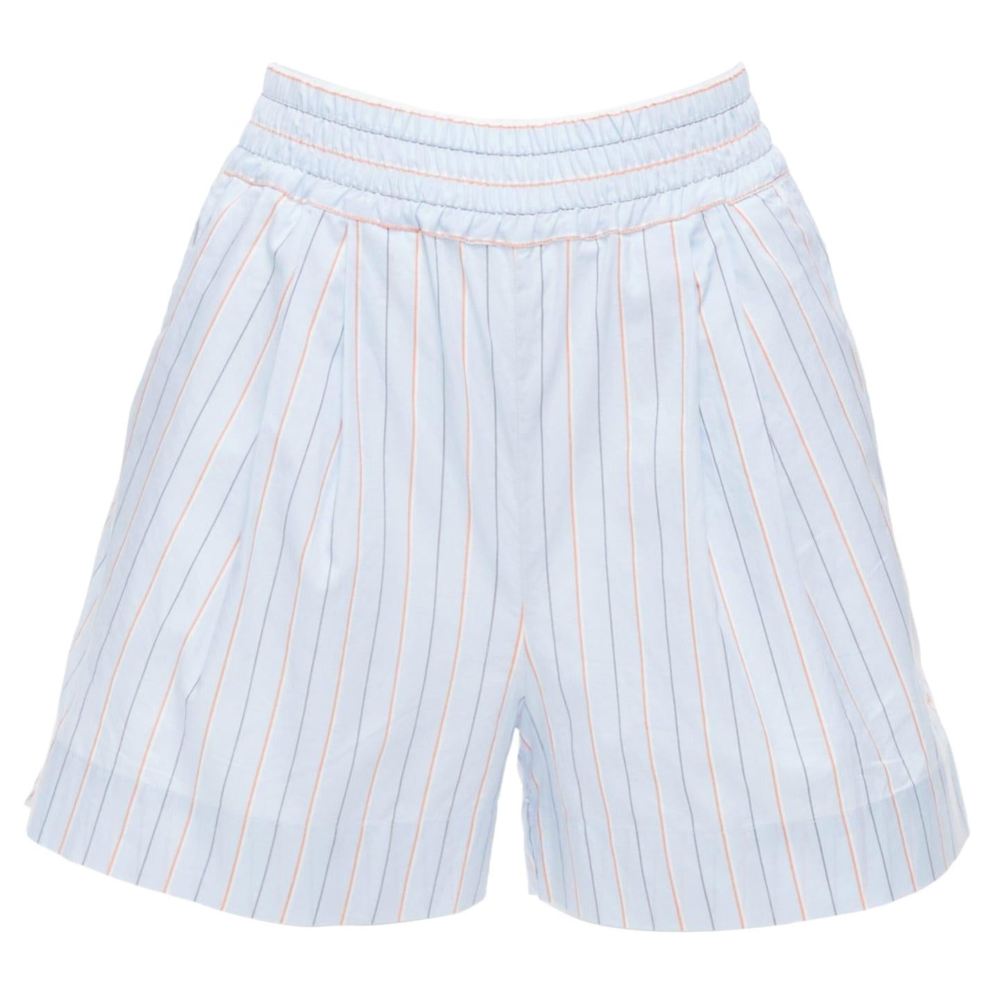 MARNI light blue orange pinstripe embroidered boxer shorts IT36 XXS