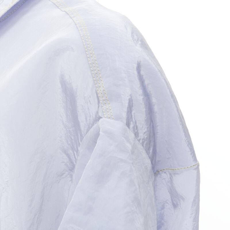 MARNI light blue yellow overstitching crinkled viscose round boxy dress IT38 XS For Sale 5