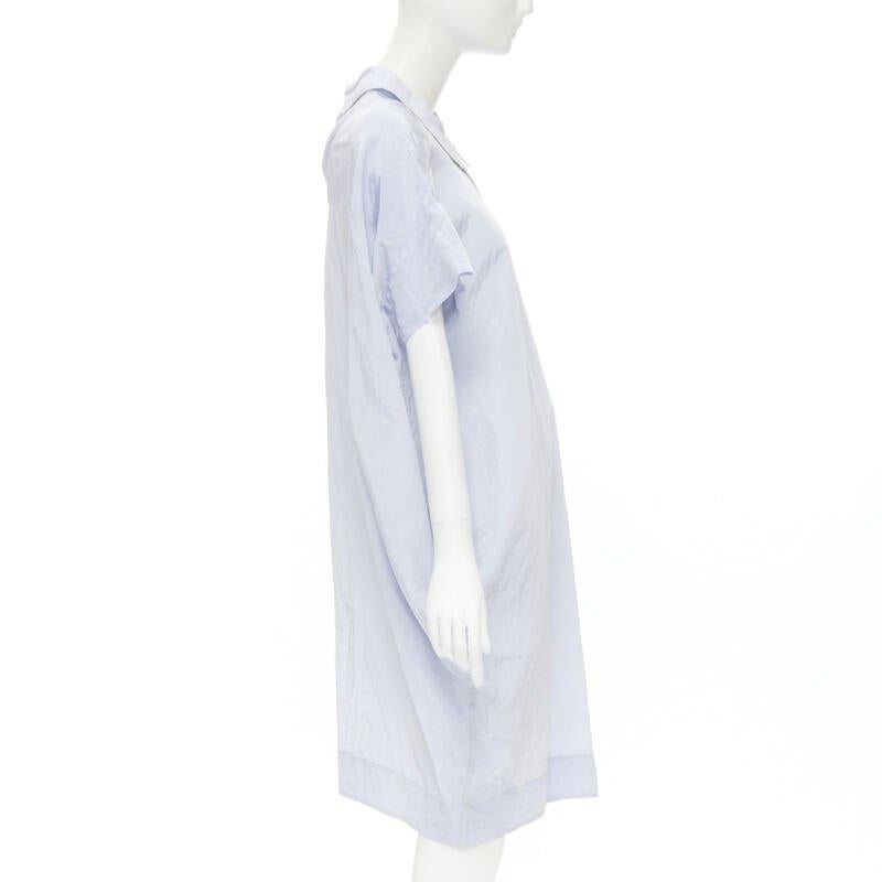 MARNI light blue yellow overstitching crinkled viscose round boxy dress IT38 XS In Excellent Condition For Sale In Hong Kong, NT