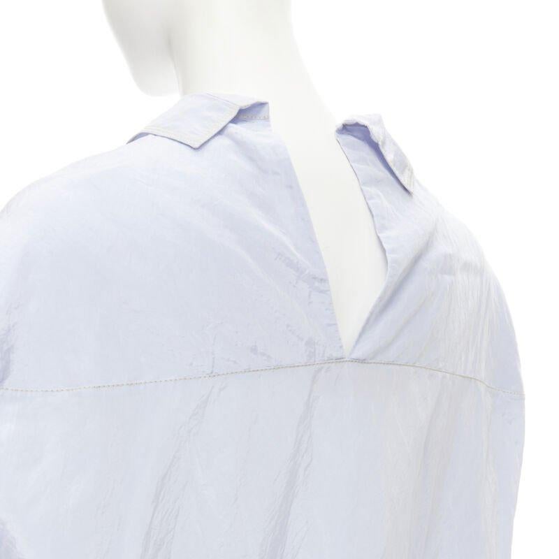MARNI light blue yellow overstitching crinkled viscose round boxy dress IT38 XS For Sale 2