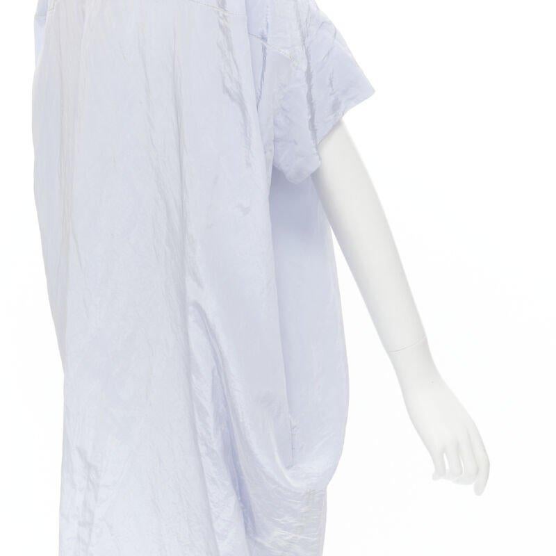 MARNI light blue yellow overstitching crinkled viscose round boxy dress IT38 XS For Sale 3