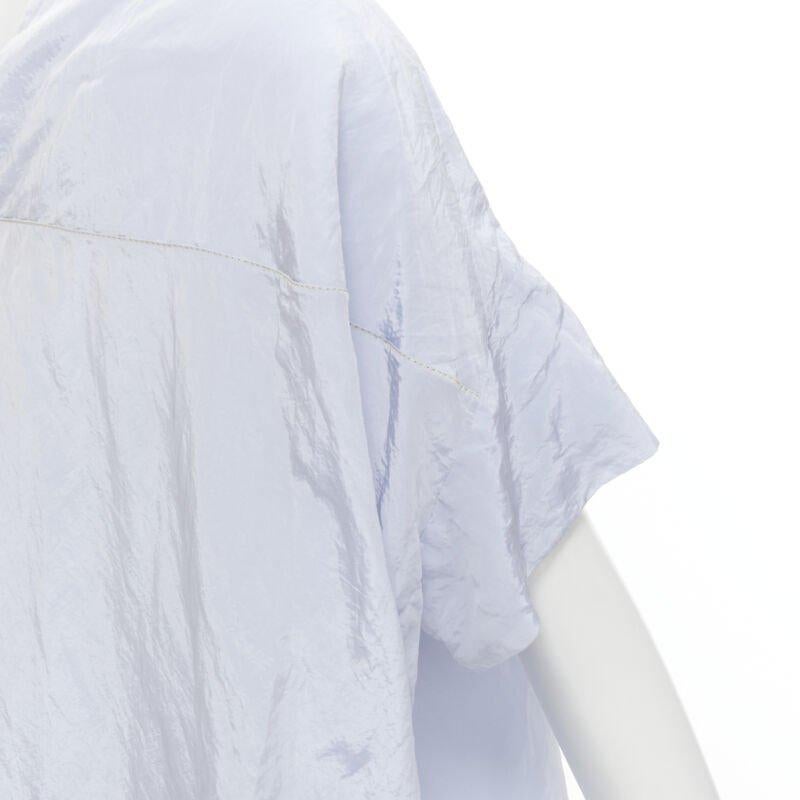 MARNI light blue yellow overstitching crinkled viscose round boxy dress IT38 XS For Sale 4