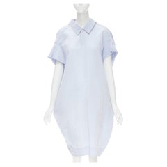 MARNI - Robe ronde à surpiqûres en viscose bleu clair et jaune, froncée, taille IT 38 XS