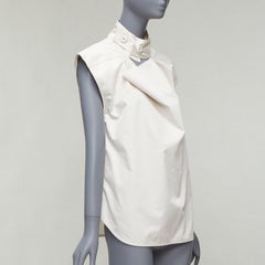MARNI light grey cotton cut out draped collar boxy utility top IT36 XXS
