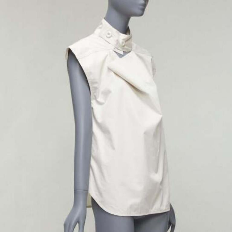 Gray MARNI light grey cotton cut out draped collar boxy utility top IT36 XXS