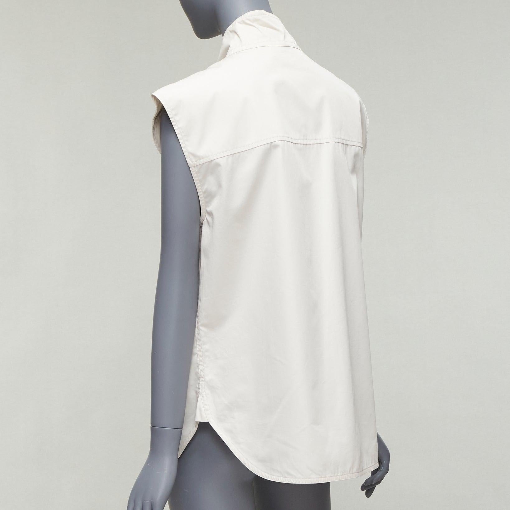 MARNI light grey cotton cut out draped collar boxy utility top IT36 XXS For Sale 1