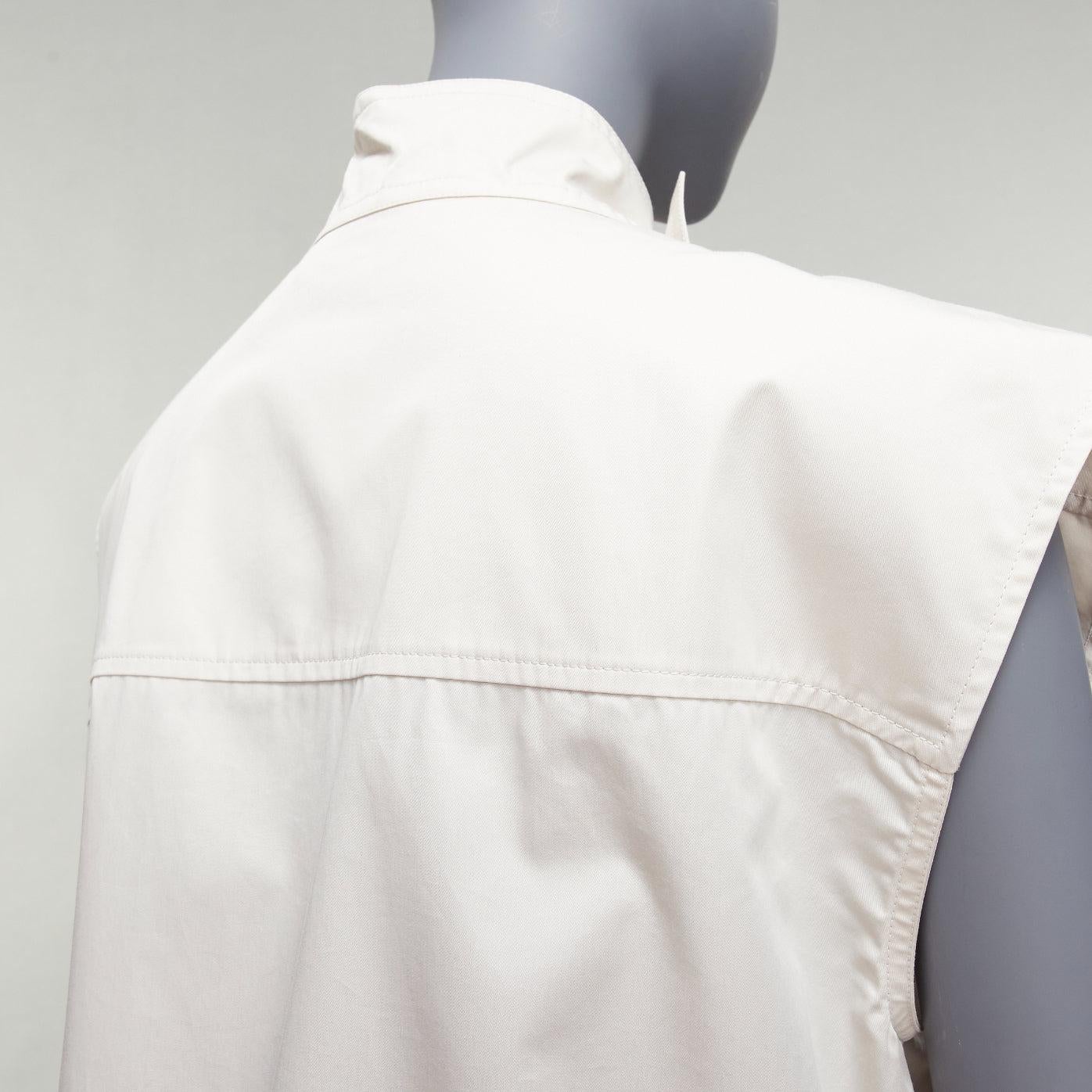 MARNI light grey cotton cut out draped collar boxy utility top IT36 XXS For Sale 2