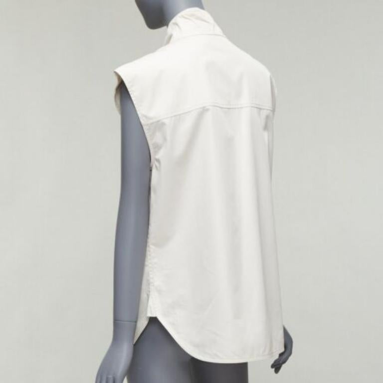 MARNI light grey cotton cut out draped collar boxy utility top IT36 XXS 1