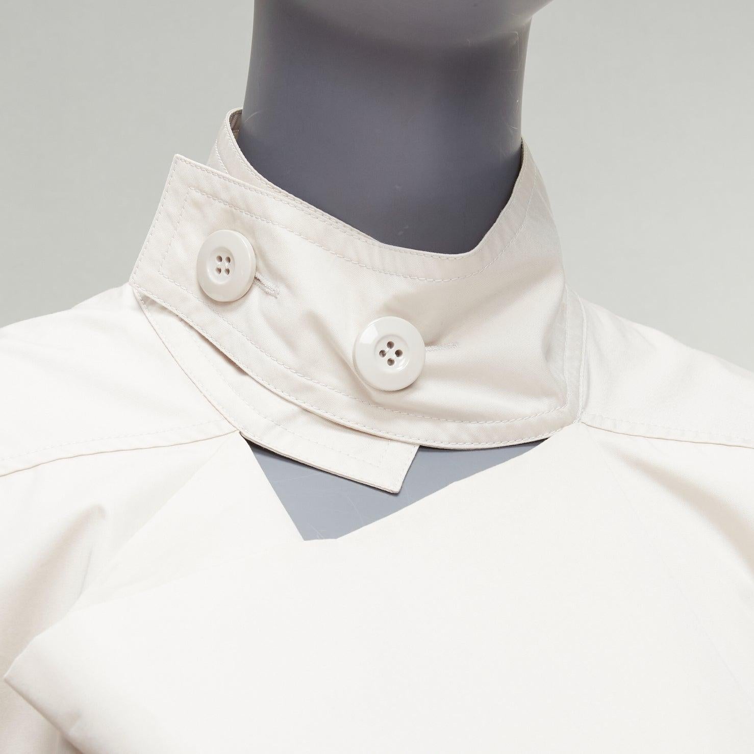 MARNI light grey cotton cut out draped collar boxy utility top IT36 XXS For Sale 3