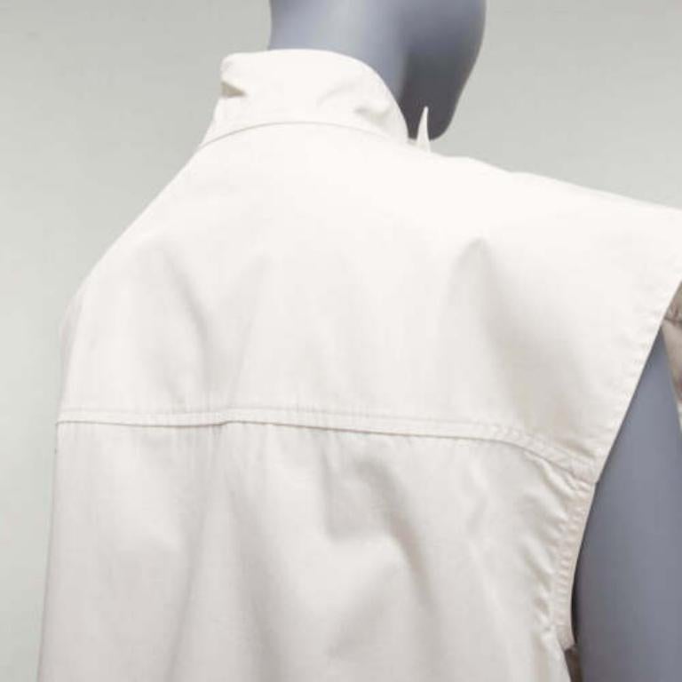 MARNI light grey cotton cut out draped collar boxy utility top IT36 XXS 2