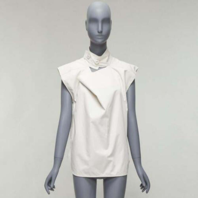 MARNI light grey cotton cut out draped collar boxy utility top IT36 XXS 4