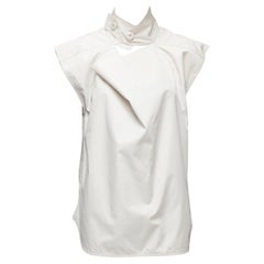 MARNI light grey cotton cut out draped collar boxy utility top IT36 XXS