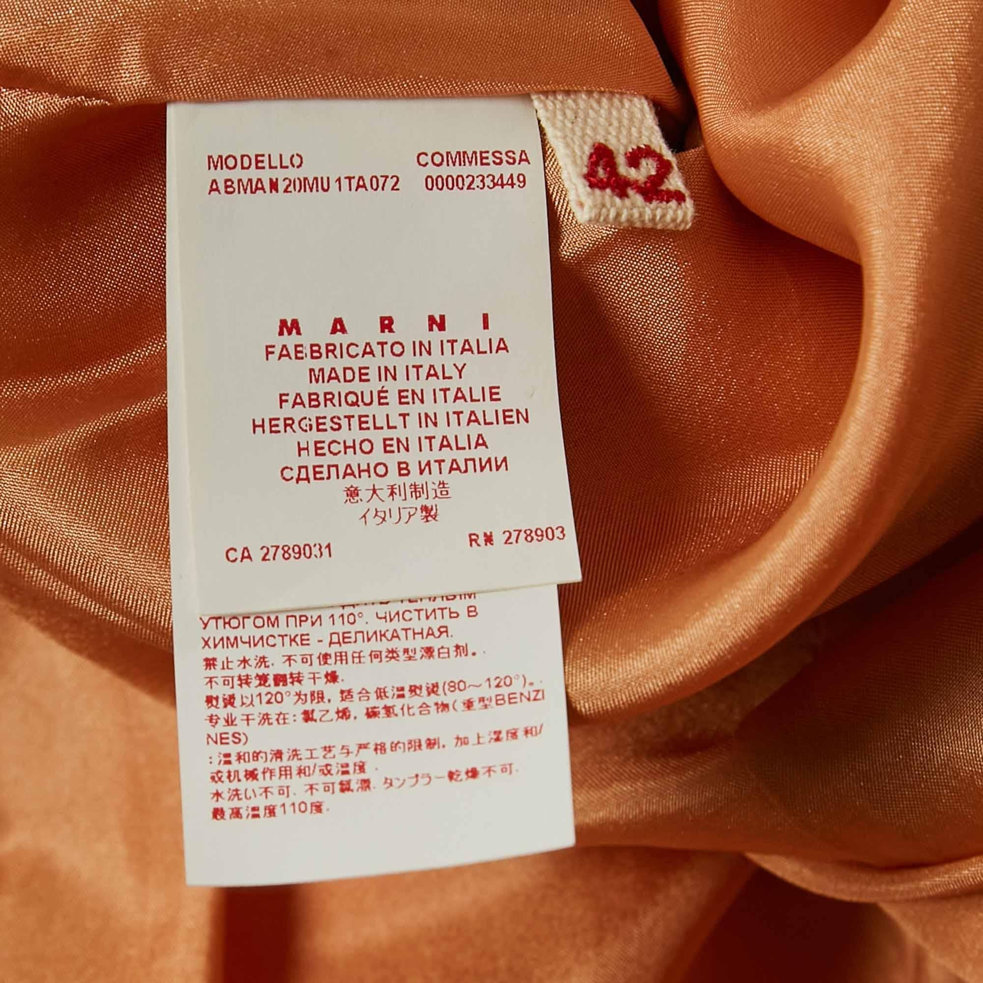 Marni Light Orange Crepe Box Pleat Detail Sleeveless Dress M For Sale 1