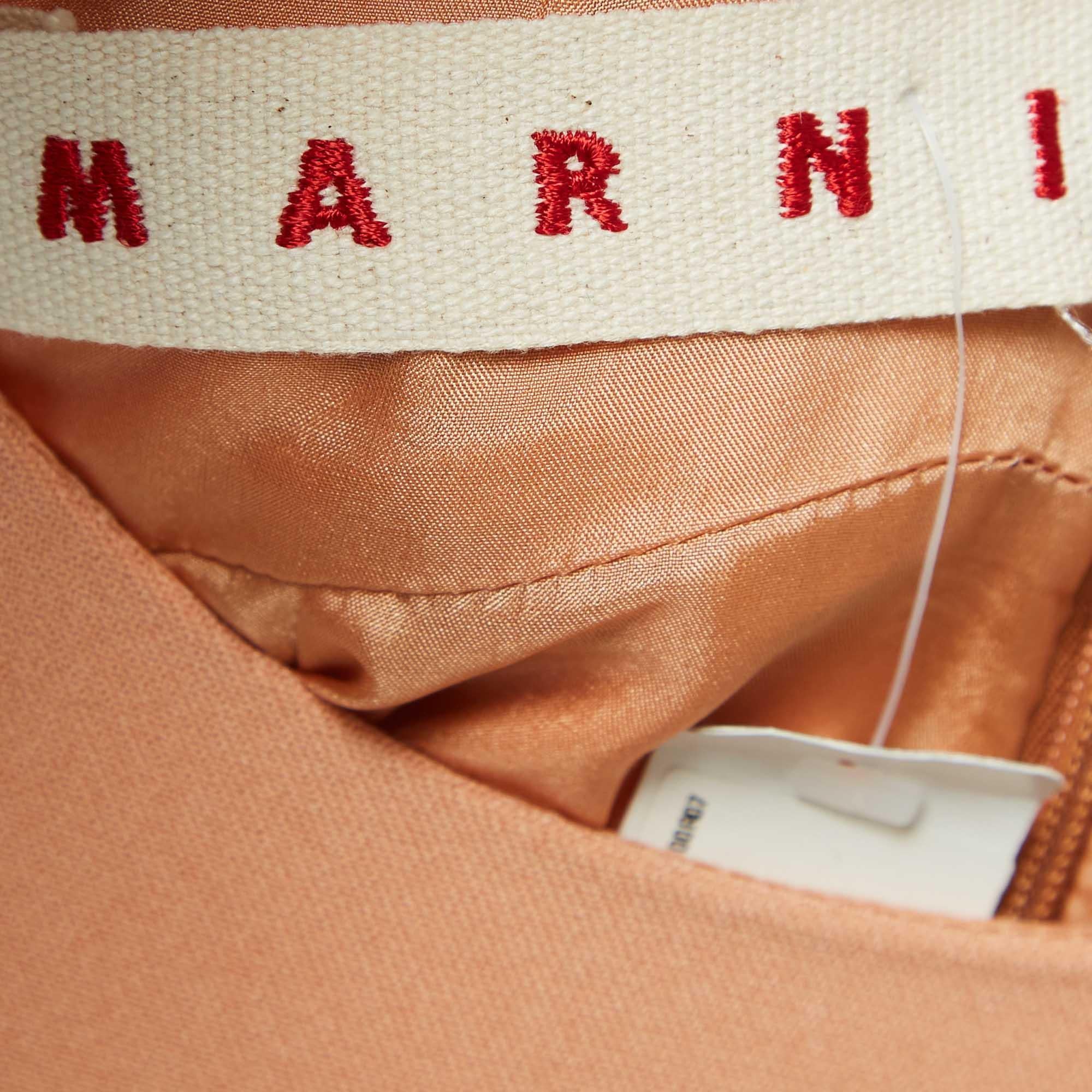 Marni Light Orange Crepe Sleeveless Sheath Dress M In Good Condition For Sale In Dubai, Al Qouz 2