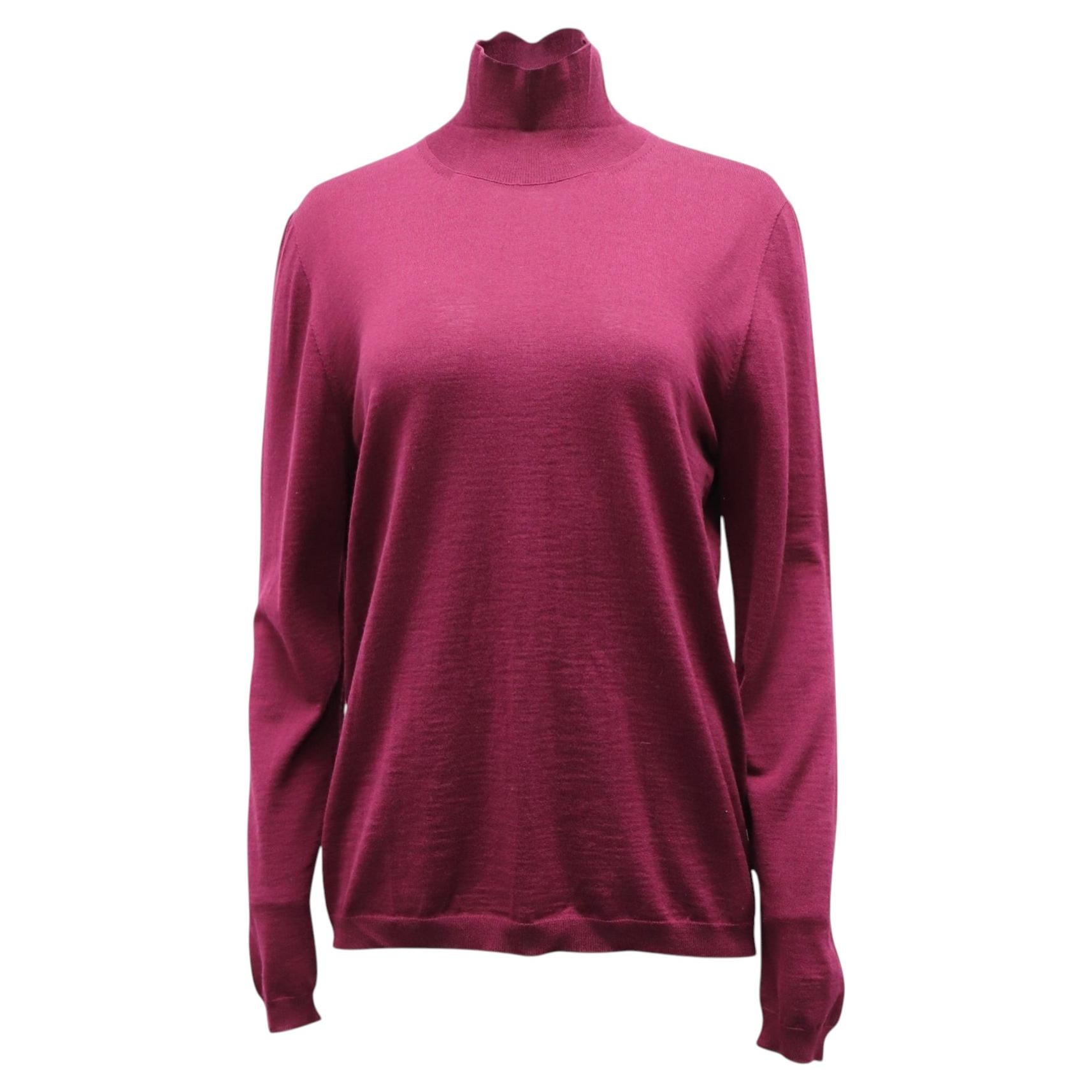 Marni Long Sleeve Turtleneck Sweater in Maroon Wool For Sale