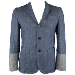 Used MARNI M Indigo Solid Cotton / Linen Notch Lapel Sport Coat