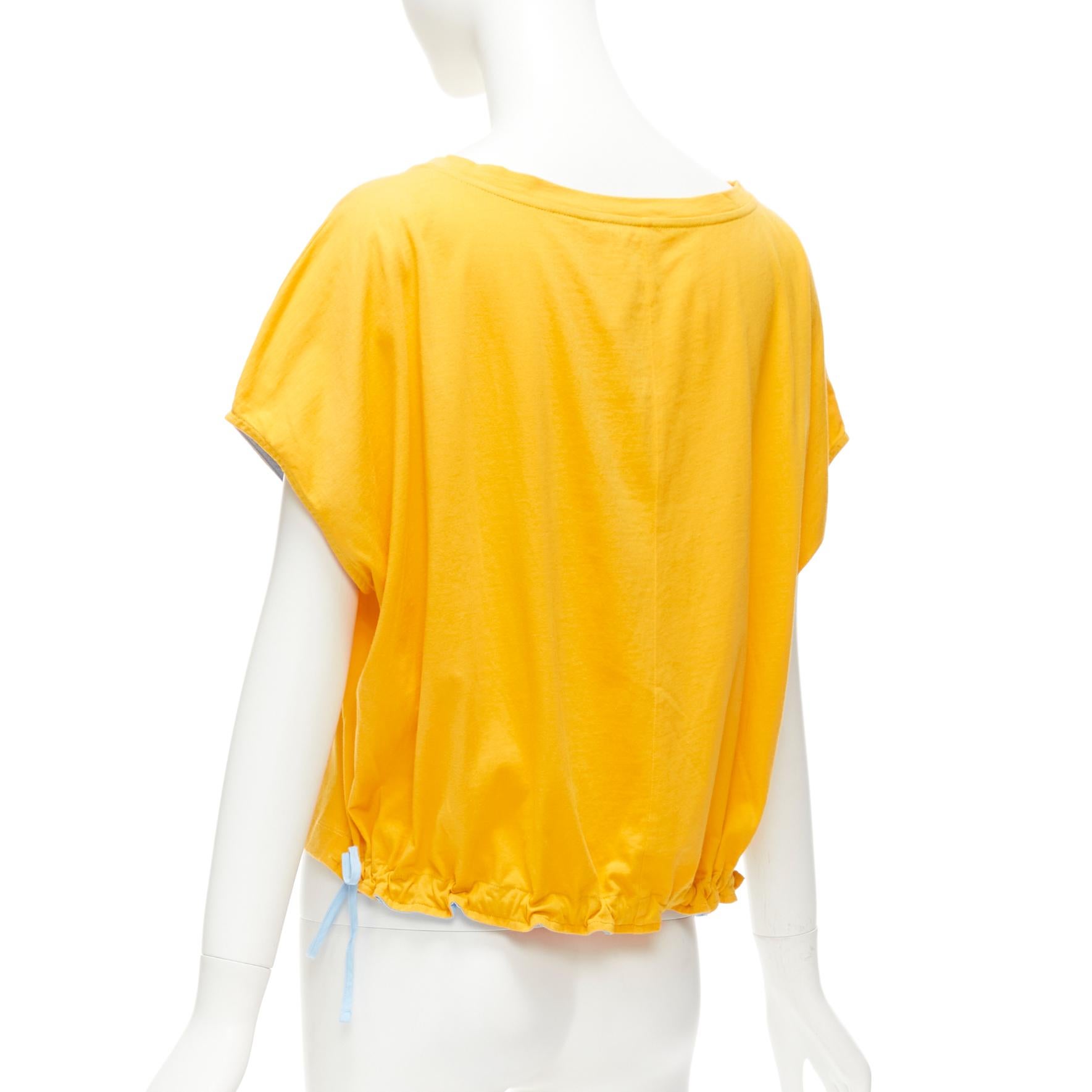 MARNI mango yellow cotton blue trim ruched sides cap sleeve t-shirt top IT38 XS For Sale 2