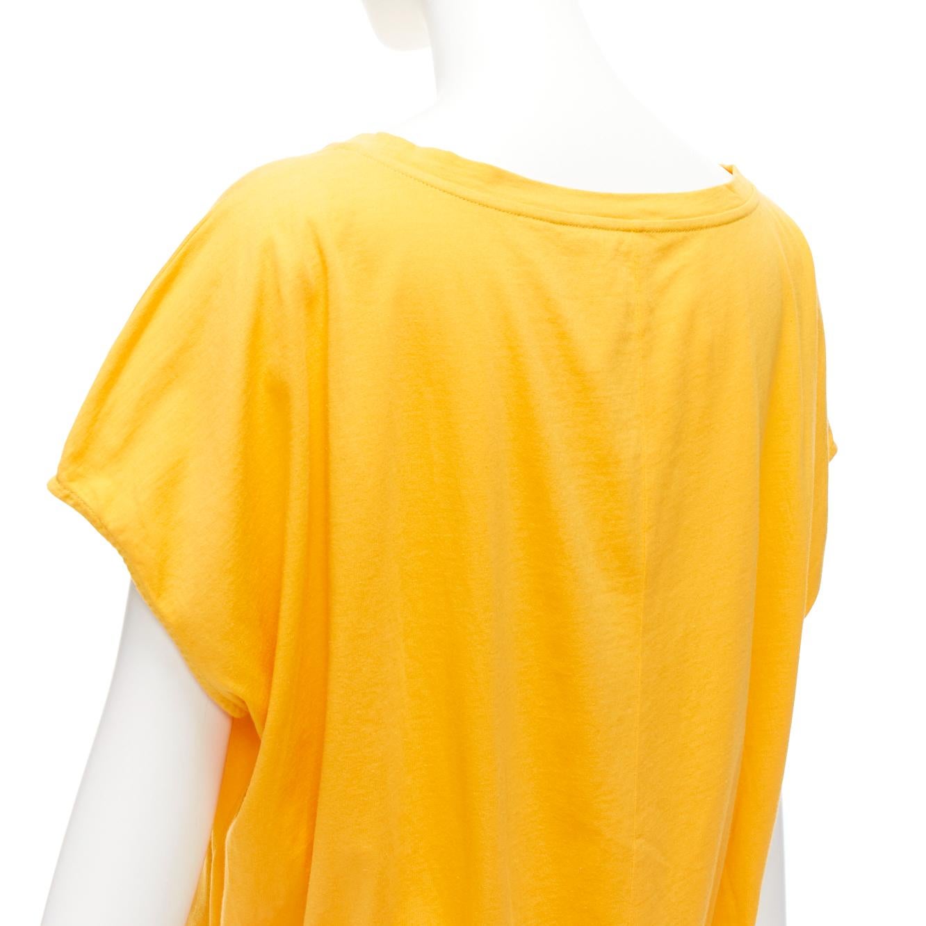 MARNI mango yellow cotton blue trim ruched sides cap sleeve t-shirt top IT38 XS For Sale 2