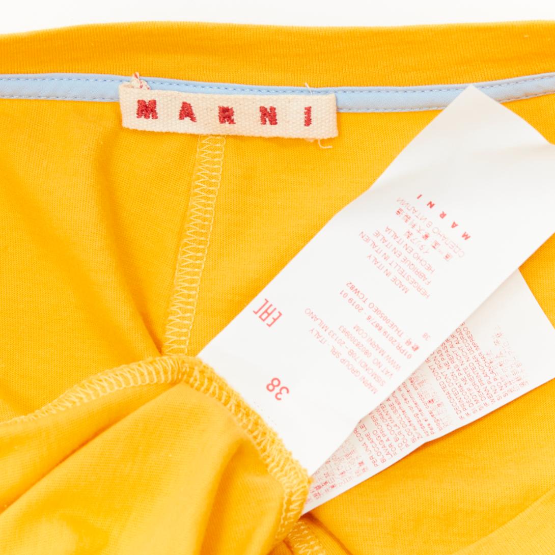 MARNI mango yellow cotton blue trim ruched sides cap sleeve t-shirt top IT38 XS For Sale 3