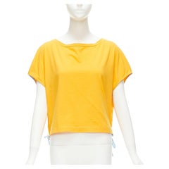 MARNI mango yellow cotton blue trim ruched sides cap sleeve t-shirt top IT38 XS