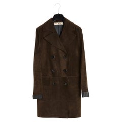 Marni Manteau Veste Daim FR38 Khaki Brown Wildleder Mantel Jacke UK10 US8