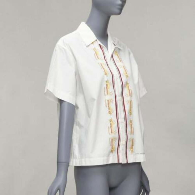 Beige MARNI Maria Magdalena Suarez white cotton yellow tiger print shirt IT36 XXS For Sale