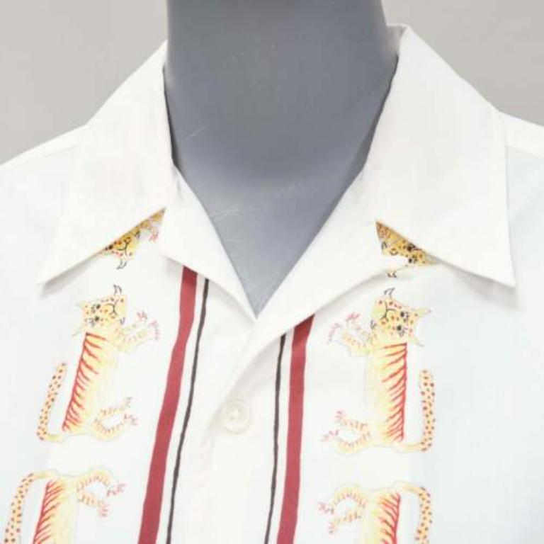 MARNI Maria Magdalena Suarez white cotton yellow tiger print shirt IT36 XXS For Sale 2