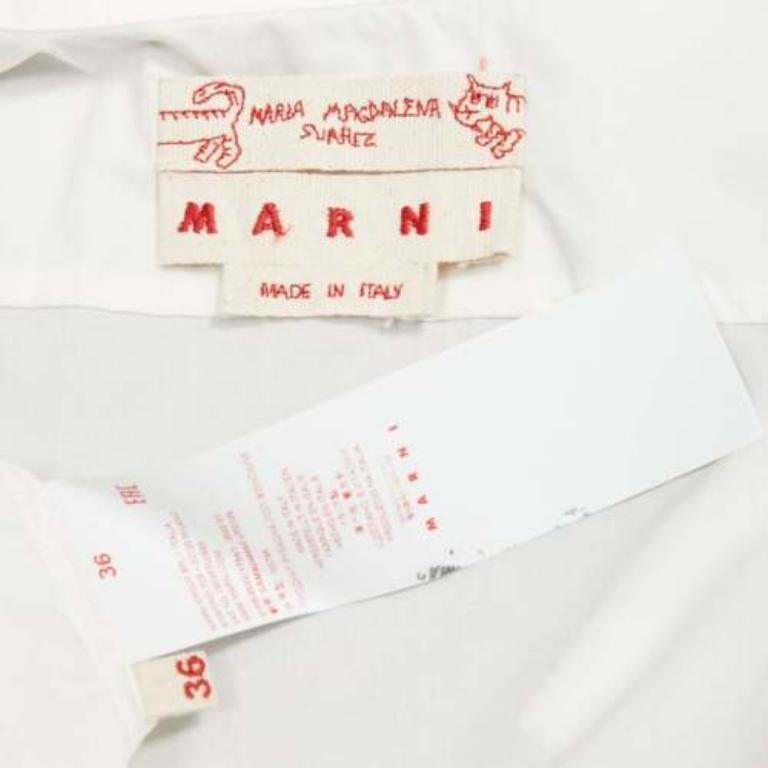 MARNI Maria Magdalena Suarez white cotton yellow tiger print shirt IT36 XXS For Sale 3