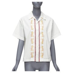 MARNI Maria Magdalena Suarez camicia in cotone bianco e giallo con stampa tigre IT36 XXS