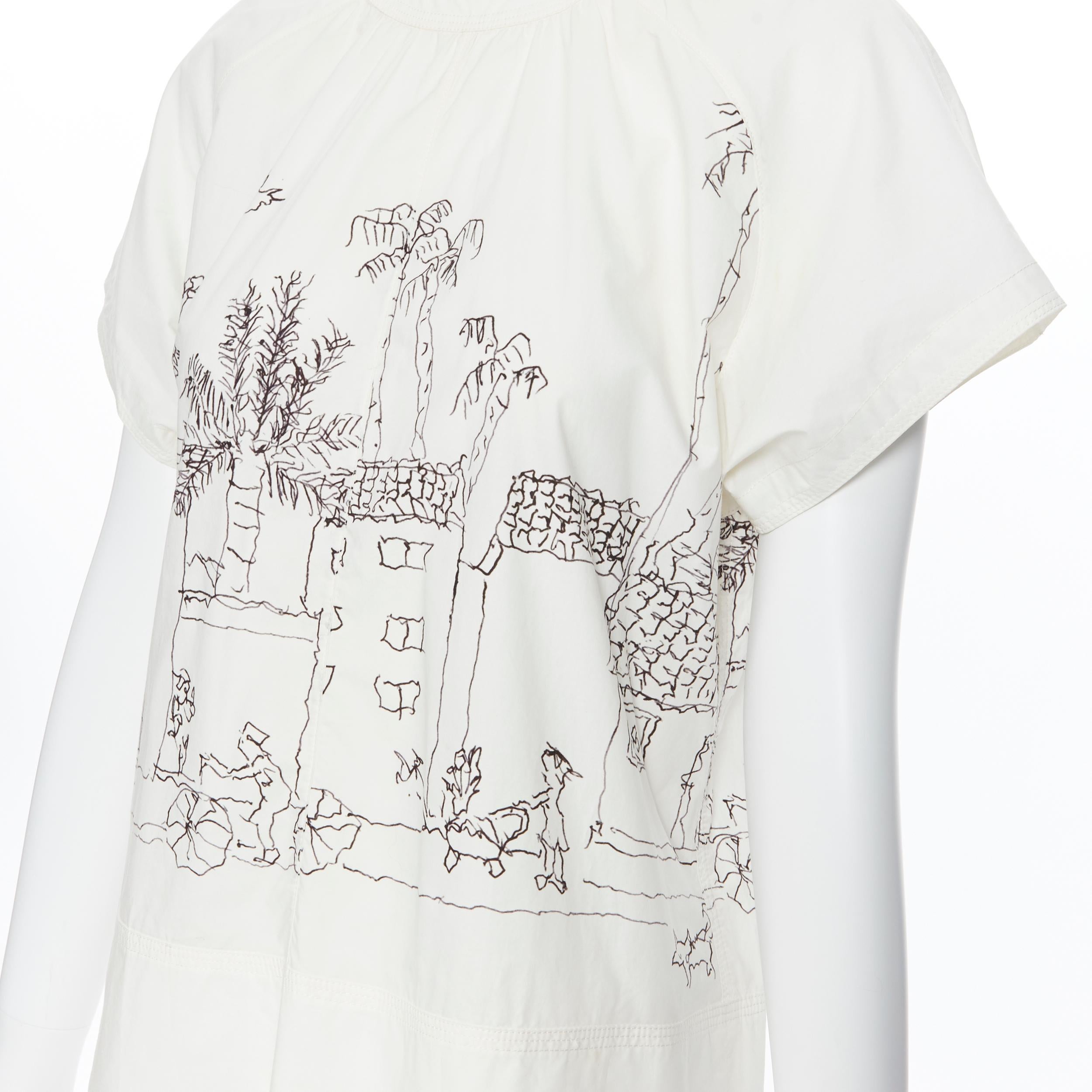 MARNI MARIA MAGDELENA SUAREZ artist illustration print white cotton top IT42
Brand: Marni
Model Name / Style: Printed top
Material: Cotton
Color: White
Pattern: Abstract
Closure: Zip
Extra Detail: Limited edition print.
Made in: Italy

CONDITION: