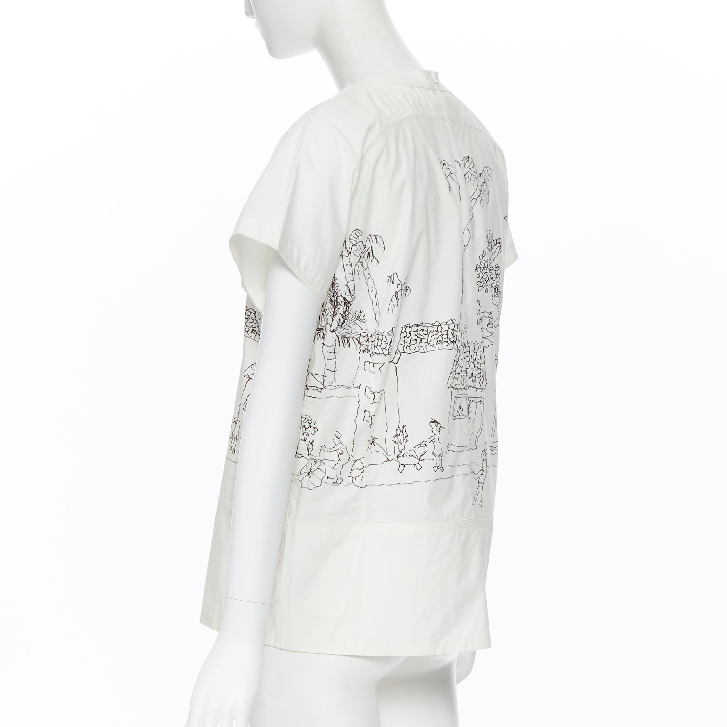 MARNI MARIA MAGDELENA SUAREZ artist illustration print white cotton top IT42 2