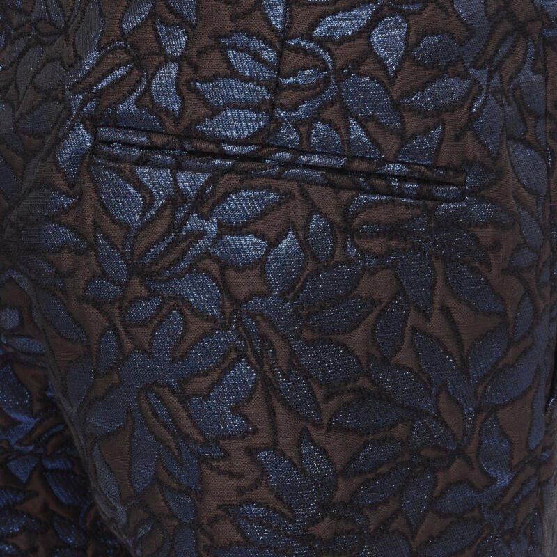 MARNI metallic blue brown floral jacquard wide leg trousers pants IT42 M For Sale 2