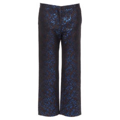 MARNI metallic blue brown floral jacquard wide leg trousers pants IT42 M