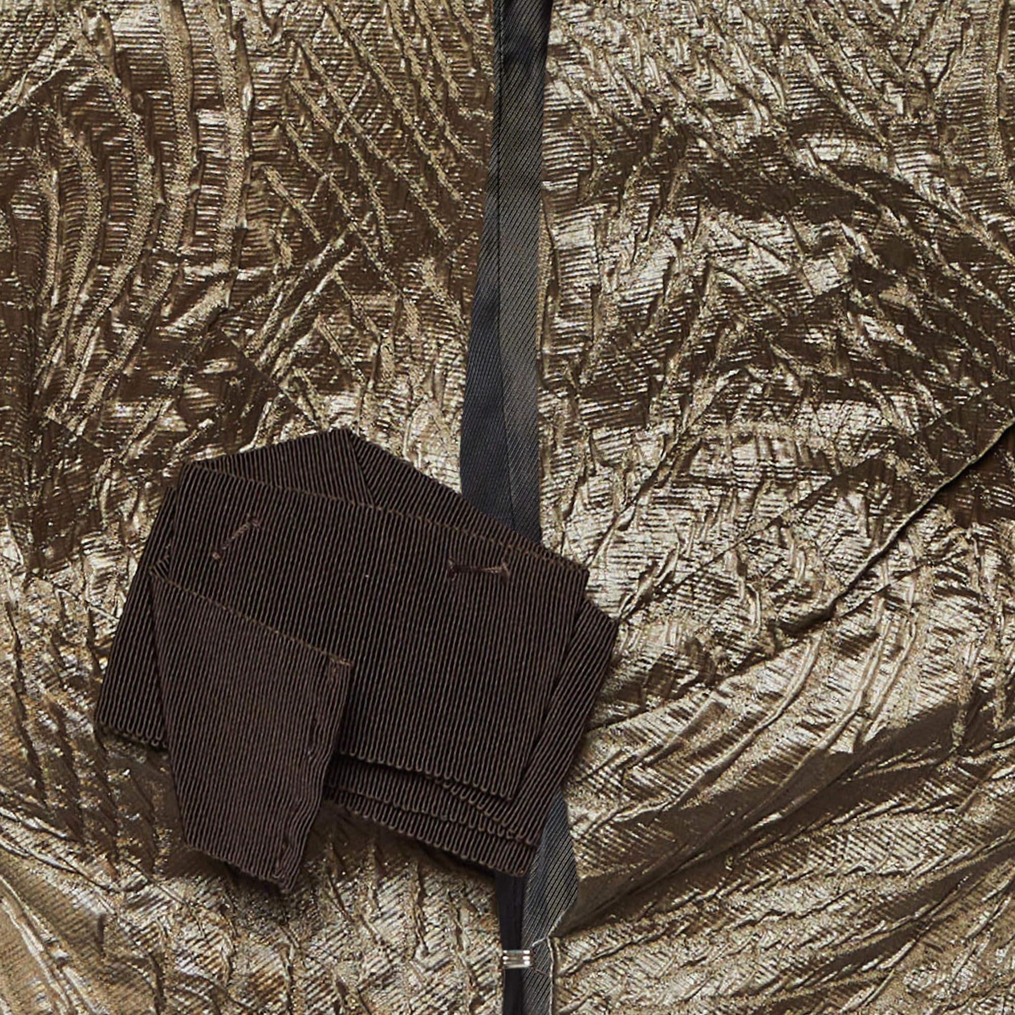 Marrone Marni - Giacca Crop in tessuto jacquard metallizzato in misto seta S in vendita
